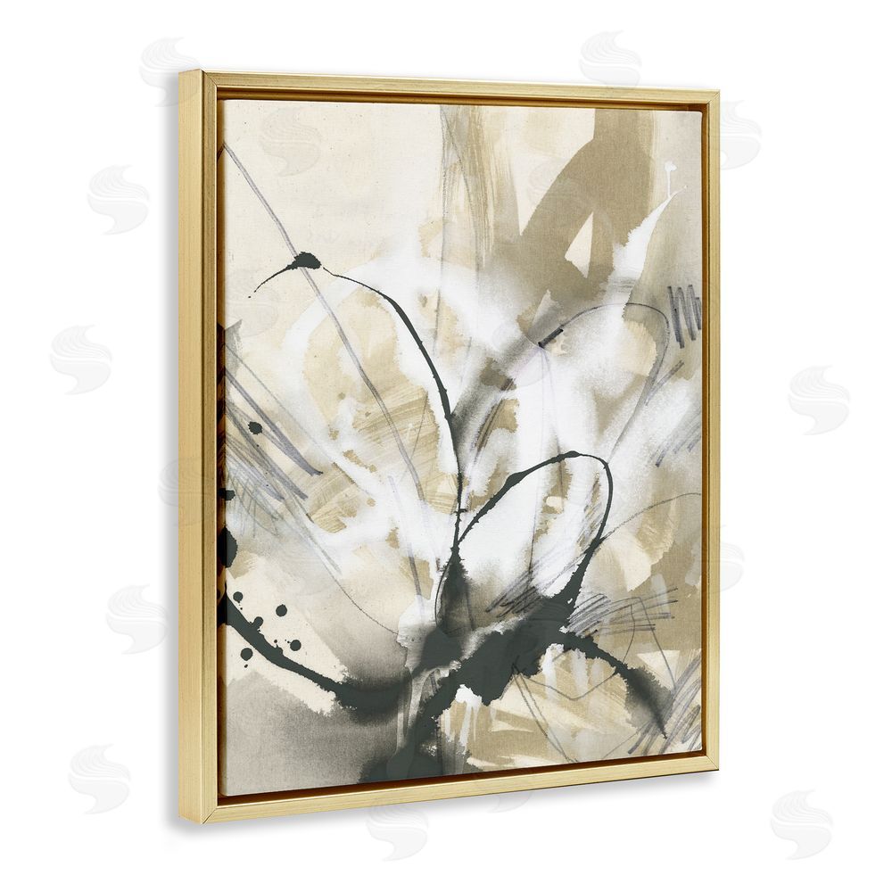 June Erica Vess Circular Complex Abstract Gold Floating Frame Canvas Wall Art Print