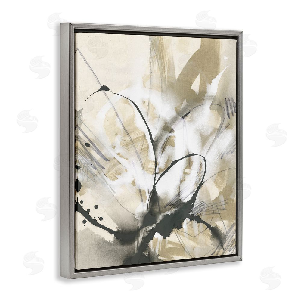 June Erica Vess Circular Complex Abstract Grey Floating Frame Canvas Wall Art Print