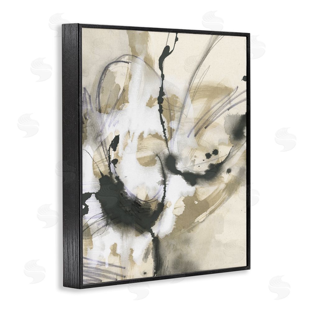 June Erica Vess Fluid Black & Beige Abstract Black Framed Giclee Wall Art Print