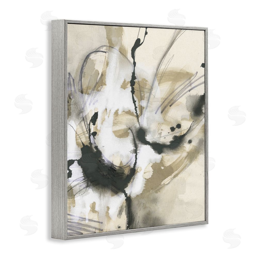 June Erica Vess Fluid Black & Beige Abstract Gray Framed Giclee Wall Art Print