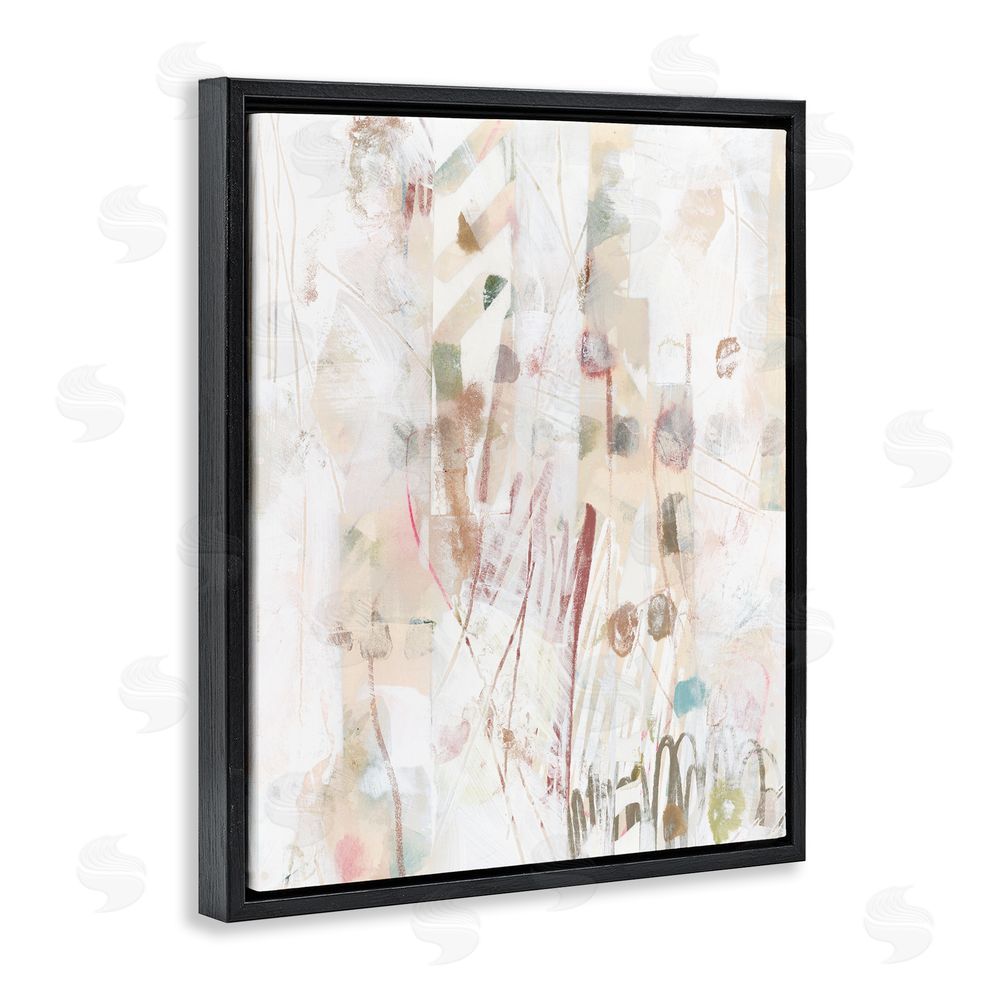 June Erica Vess Soft Neutral Pattern Black Floating Frame Canvas Wall Art Print