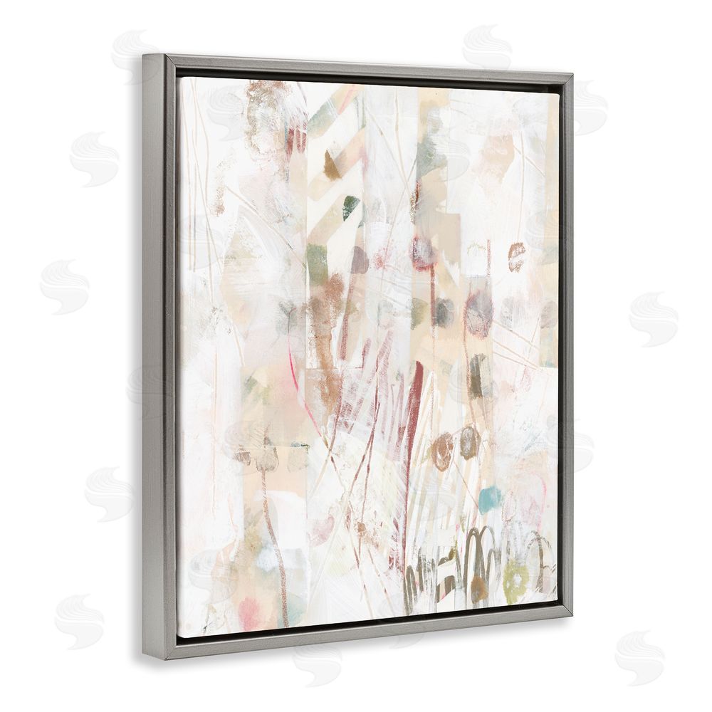June Erica Vess Soft Neutral Pattern Grey Floating Frame Canvas Wall Art Print
