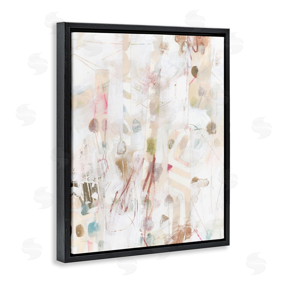 June Erica Vess Subtle Beige Pattern Black Floating Frame Canvas Wall Art Print