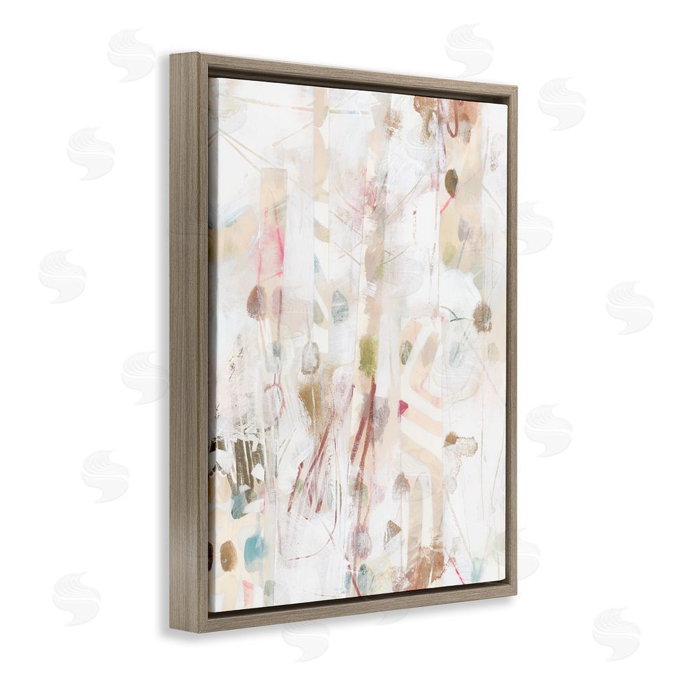 June Erica Vess Subtle Beige Pattern Brown Floating Frame Canvas Wall Art Print