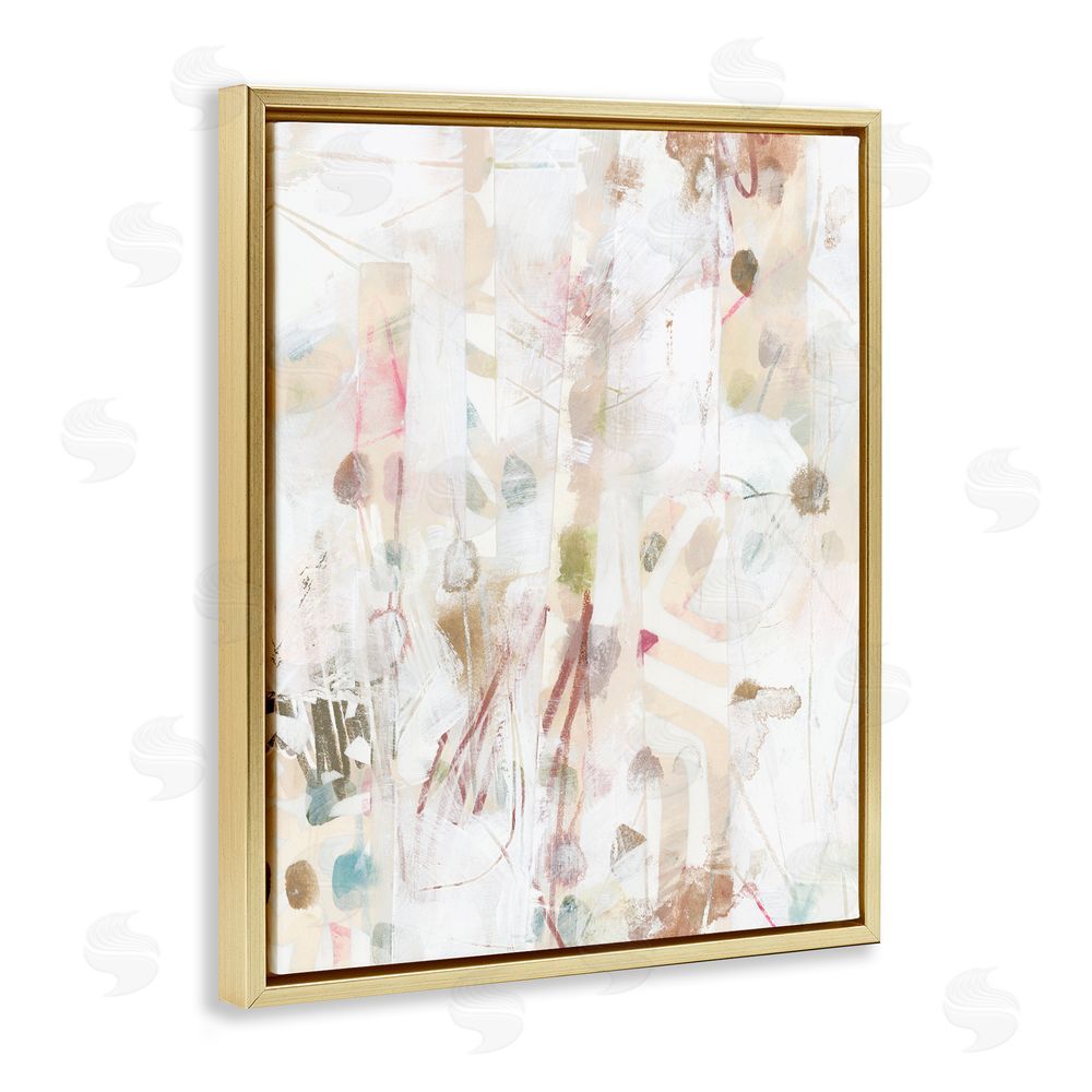 June Erica Vess Subtle Beige Pattern Gold Floating Frame Canvas Wall Art Print