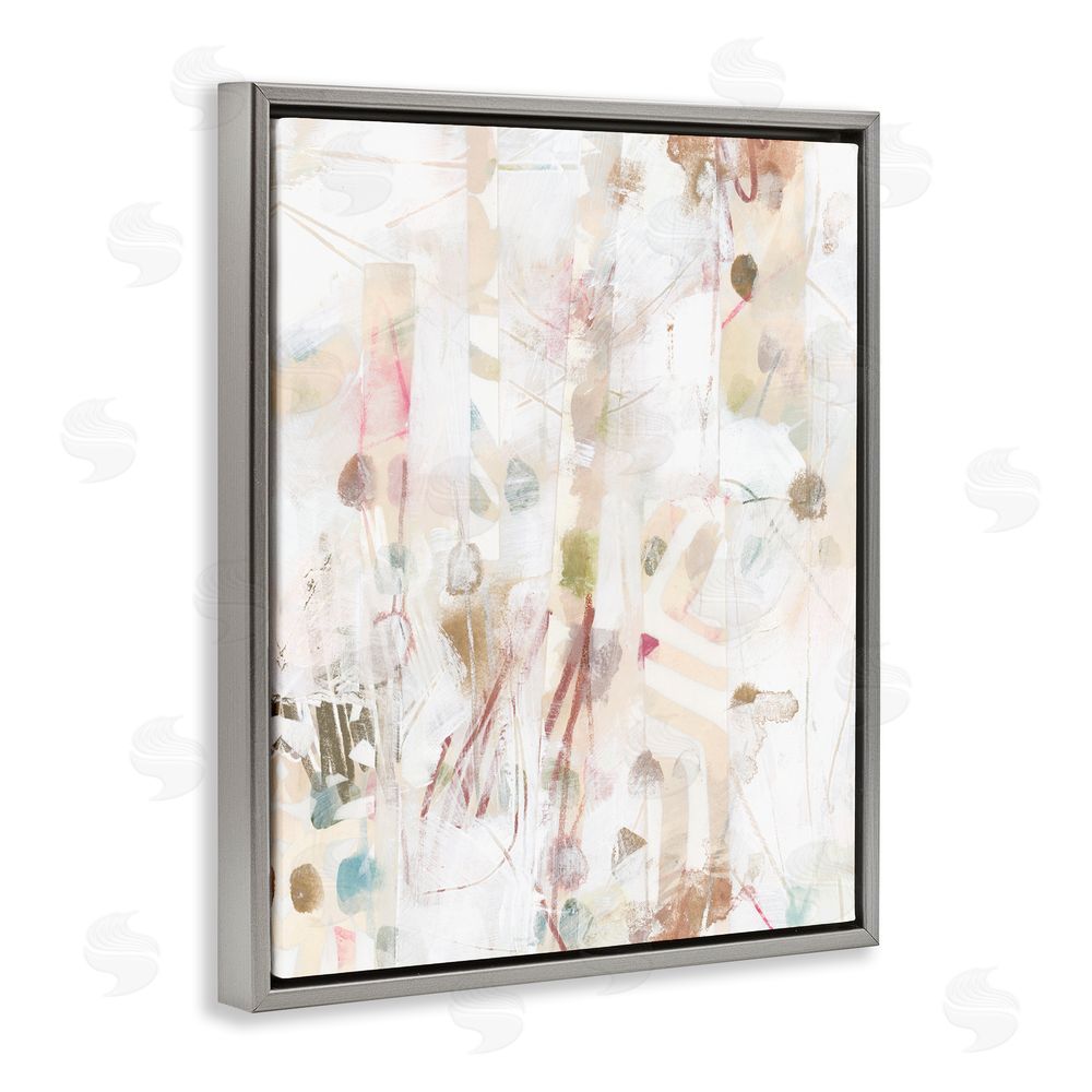 June Erica Vess Subtle Beige Pattern Grey Floating Frame Canvas Wall Art Print