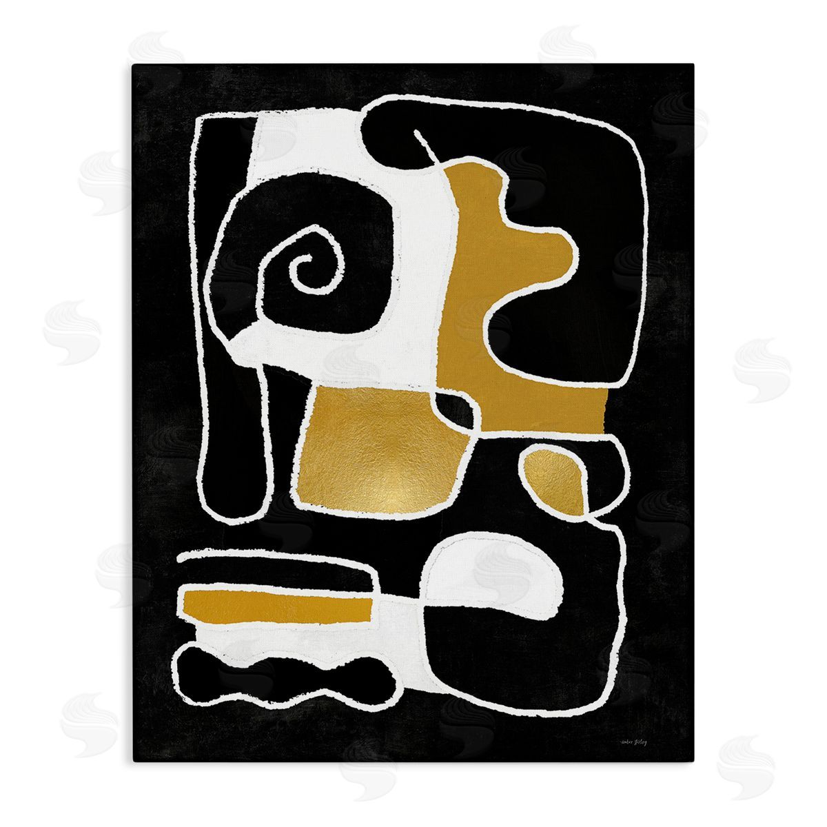 Amber Sterling Black & Glam Squiggles Stretched Canvas Wall Art Print