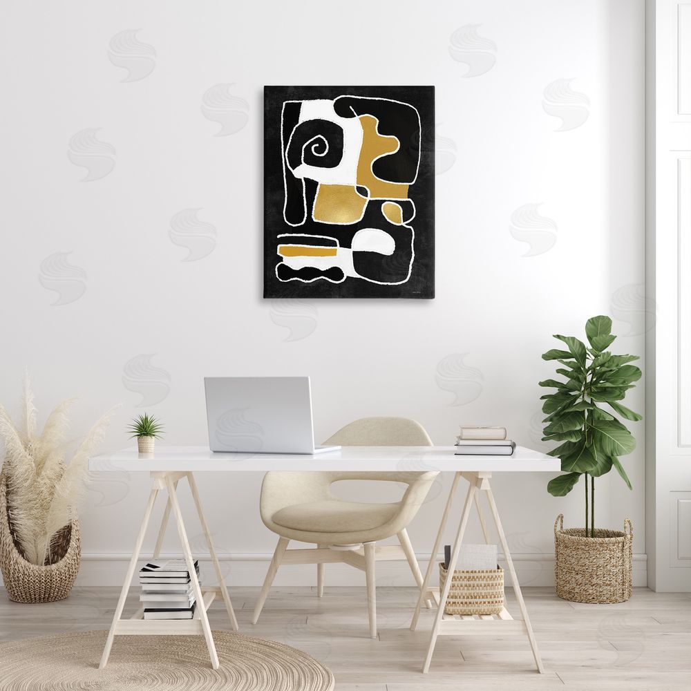 Amber Sterling Black & Glam Squiggles Canvas Wall Art Print in Room