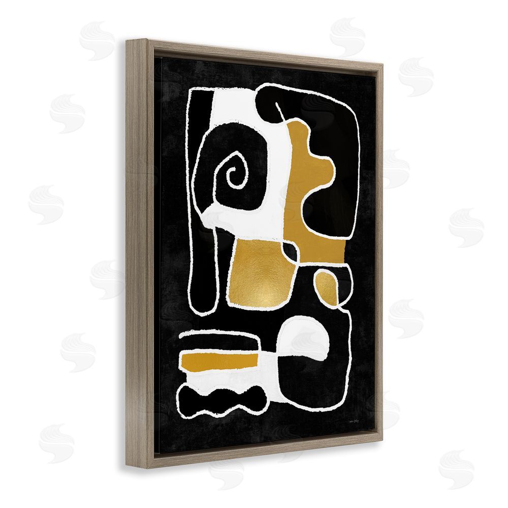 Amber Sterling Black & Glam Squiggles Brown Floating Frame Canvas Wall Art Print