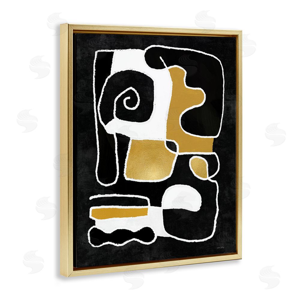 Amber Sterling Black & Glam Squiggles Gold Floating Frame Canvas Wall Art Print