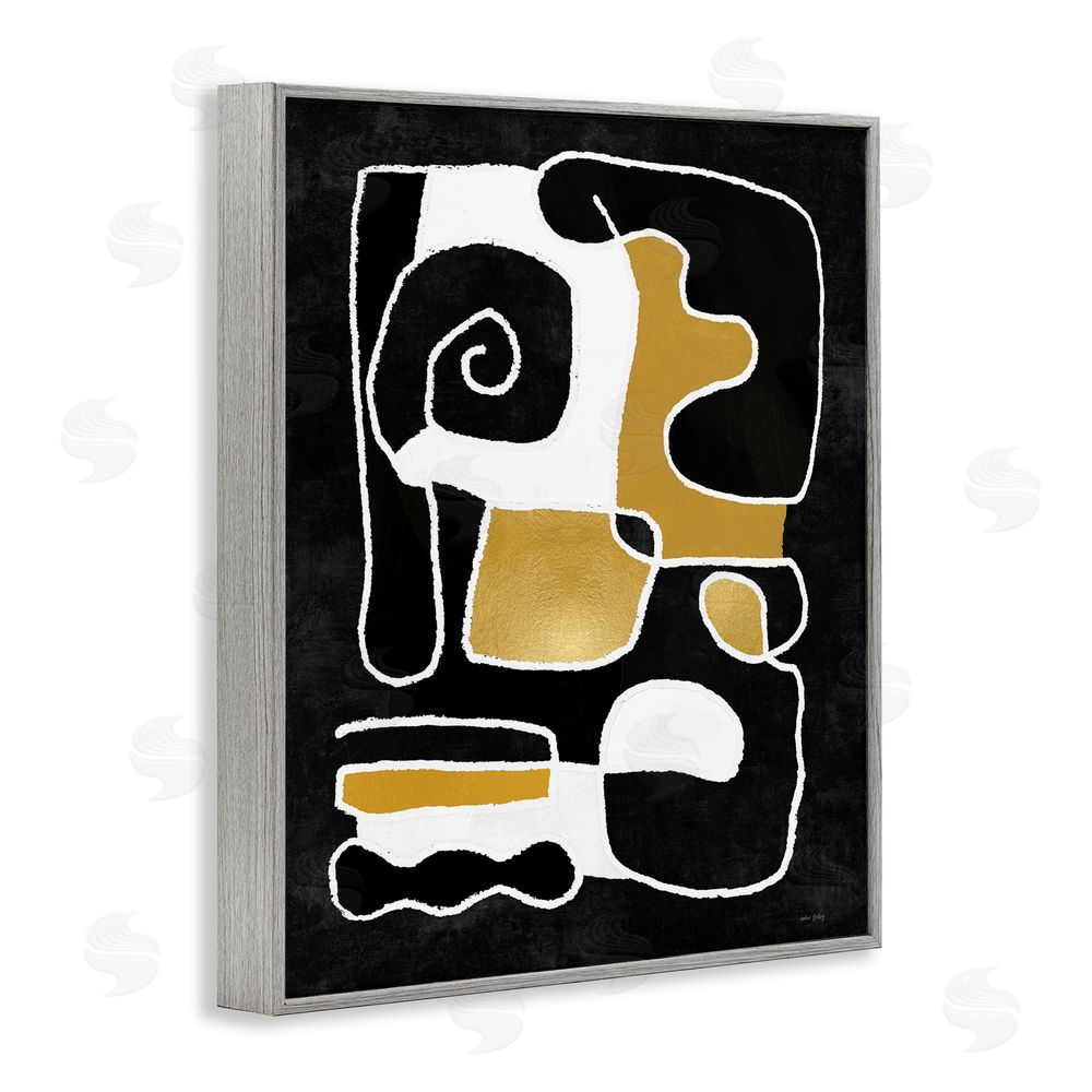 Amber Sterling Black & Glam Squiggles Gray Framed Giclee Wall Art Print