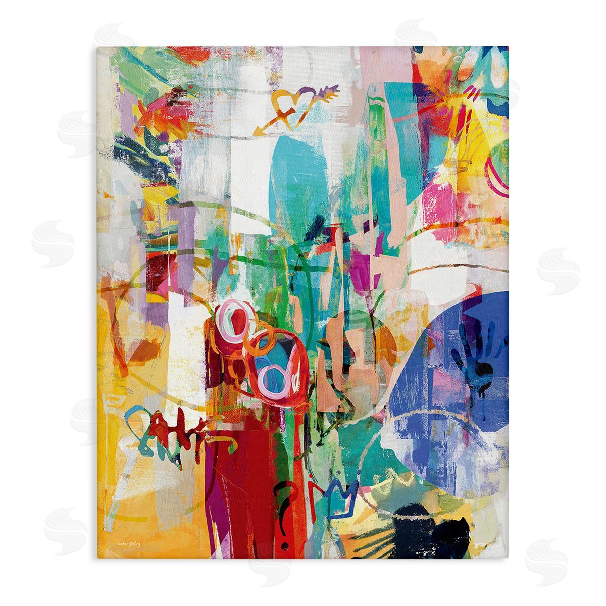 Amber Sterling Expressive Collage Abstraction Stretched Canvas Wall Art Print