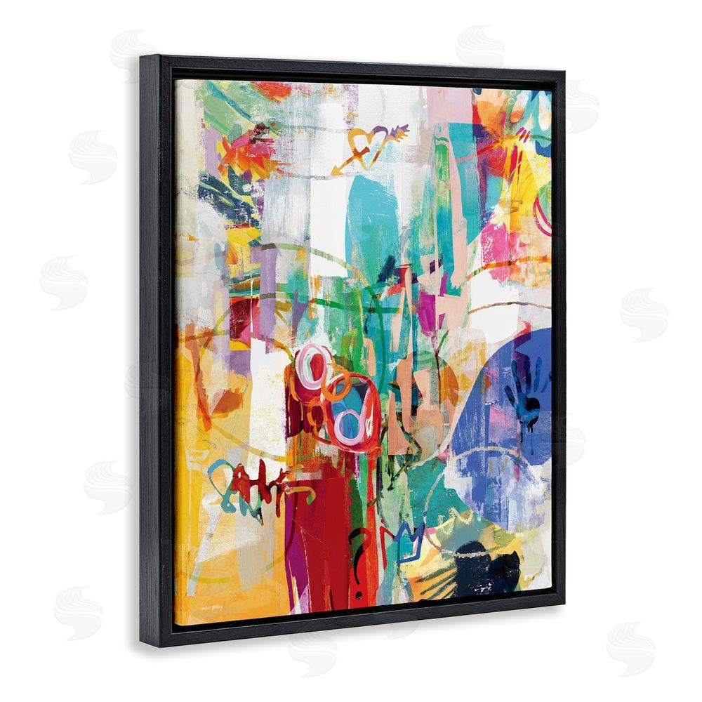 Amber Sterling Expressive Collage Abstraction Black Floating Frame Canvas Wall Art Print