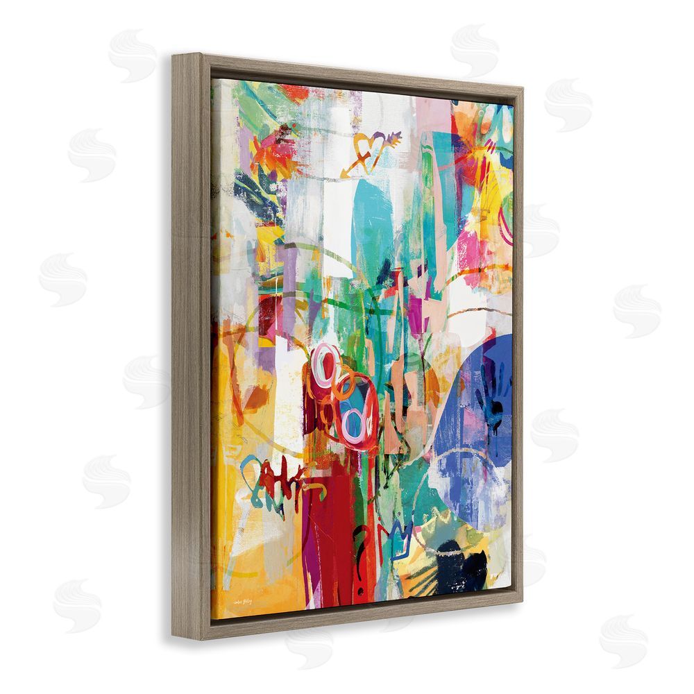 Amber Sterling Expressive Collage Abstraction Brown Floating Frame Canvas Wall Art Print