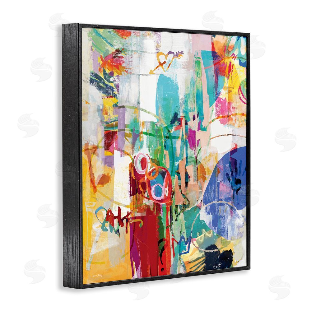 Amber Sterling Expressive Collage Abstraction Black Framed Giclee Wall Art Print