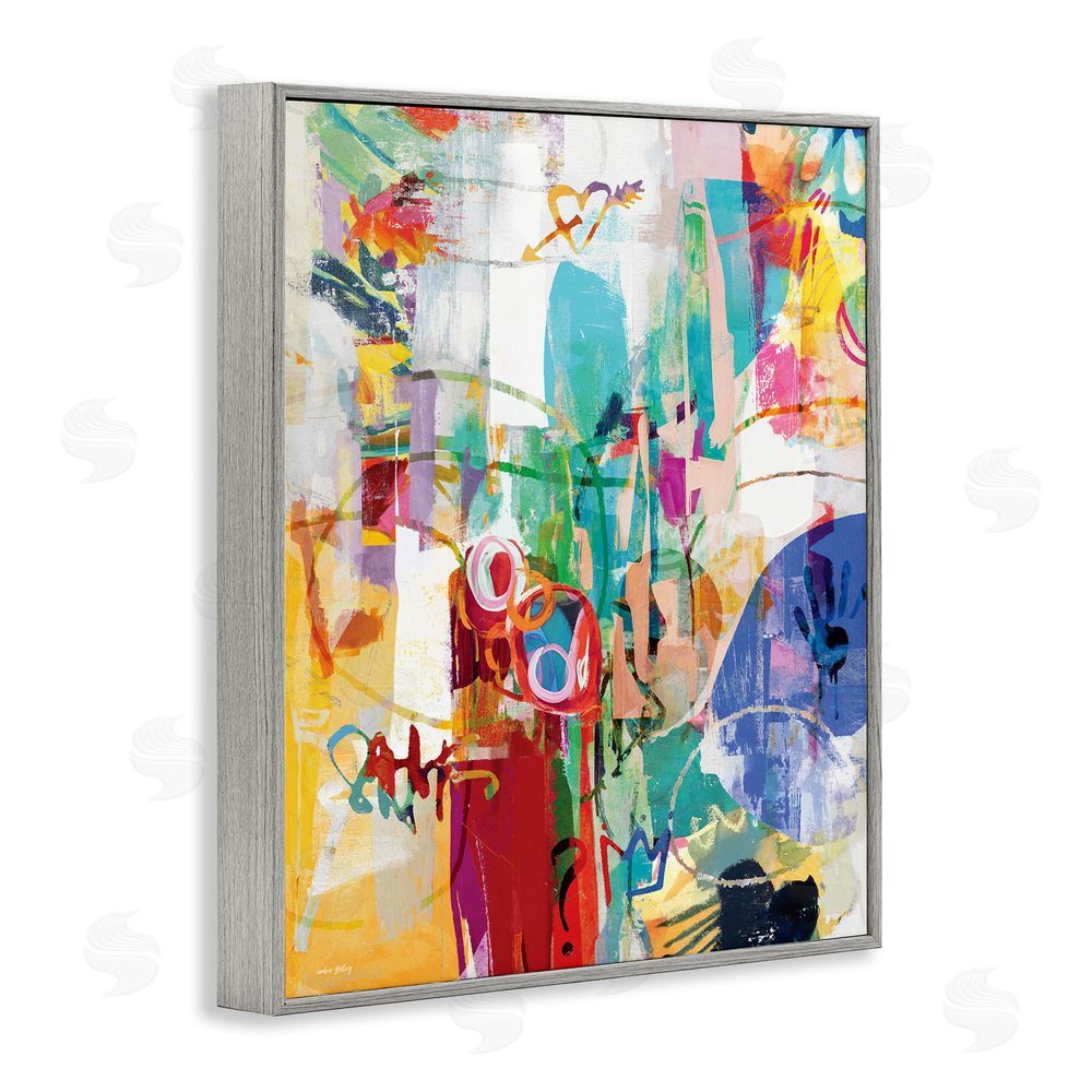 Amber Sterling Expressive Collage Abstraction Gray Framed Giclee Wall Art Print