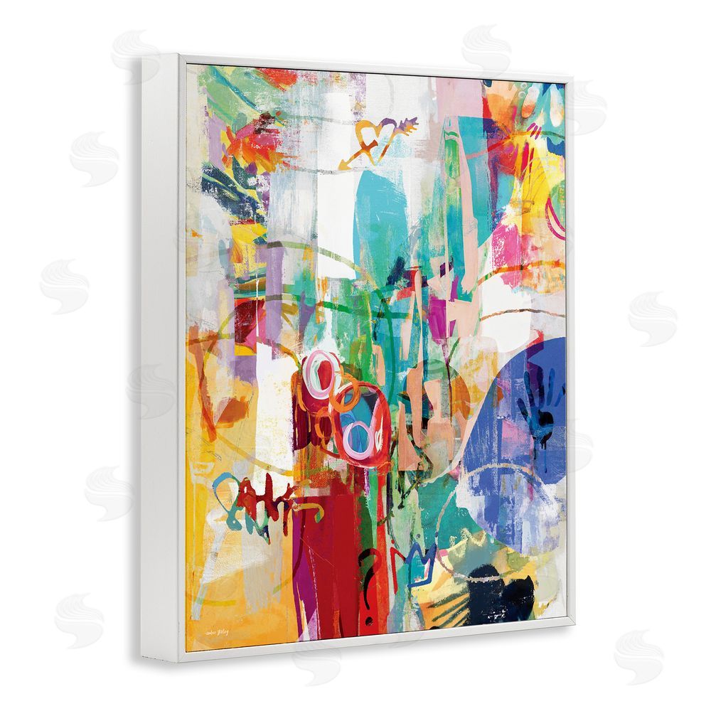 Amber Sterling Expressive Collage Abstraction White Framed Giclee Wall Art Print
