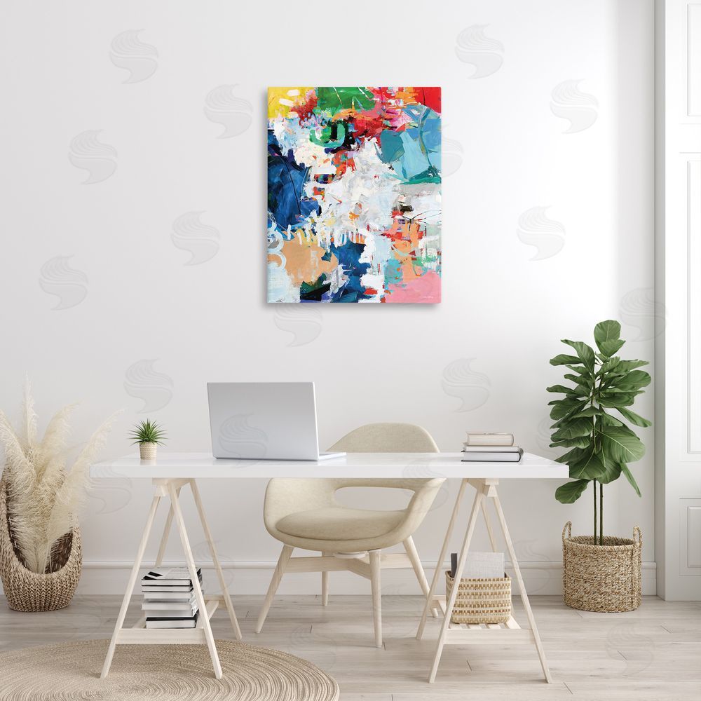 Amber Sterling Varied Expressive Collage Canvas Wall Art Print in Room