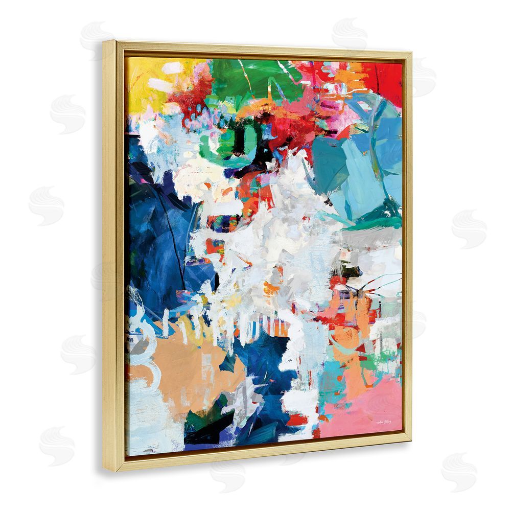 Amber Sterling Varied Expressive Collage Gold Floating Frame Canvas Wall Art Print