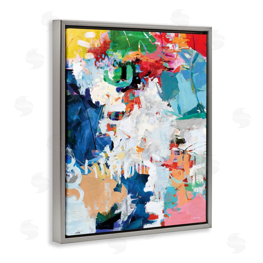 Amber Sterling Varied Expressive Collage Grey Floating Frame Canvas Wall Art Print