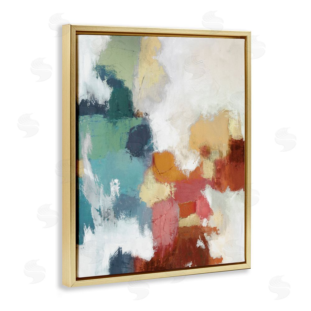 Amber Sterling Dynamic Abstract Hues Gold Floating Frame Canvas Wall Art Print