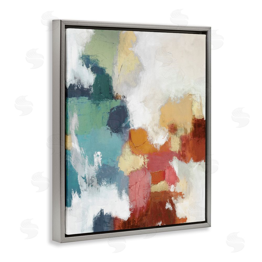 Amber Sterling Dynamic Abstract Hues Grey Floating Frame Canvas Wall Art Print