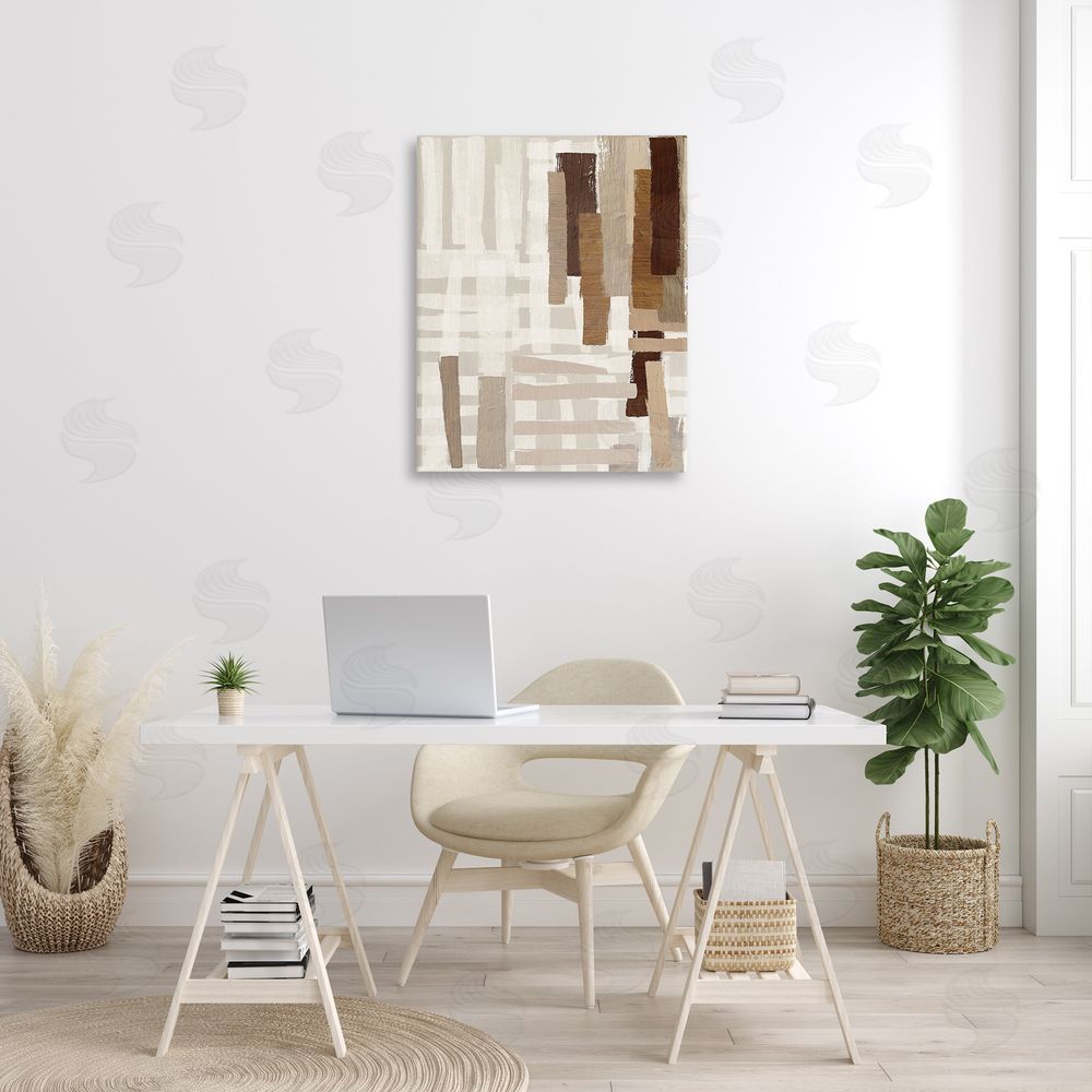 Amber Sterling Rustic Hatched Pattern Canvas Wall Art Print in Room