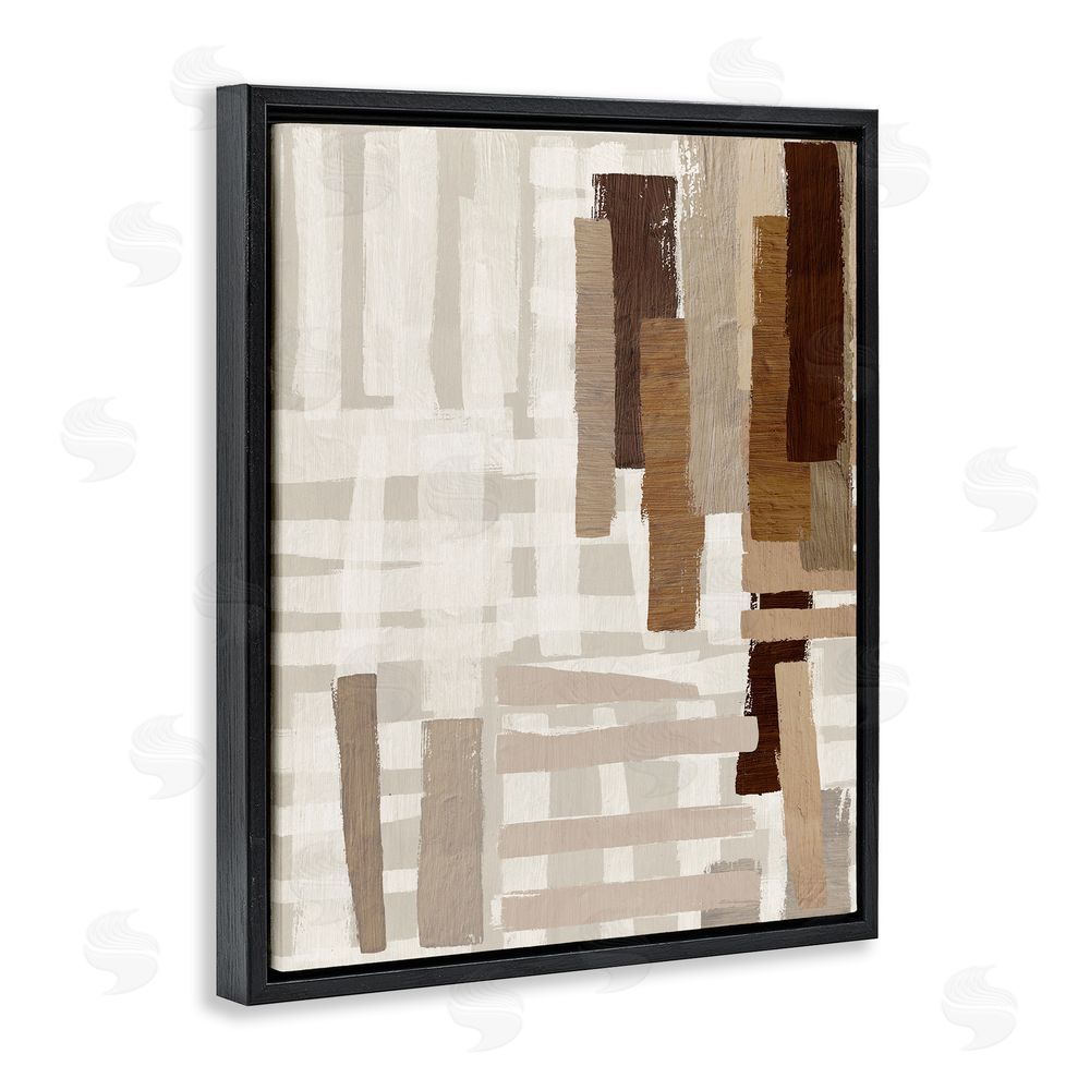 Amber Sterling Rustic Hatched Pattern Black Floating Frame Canvas Wall Art Print