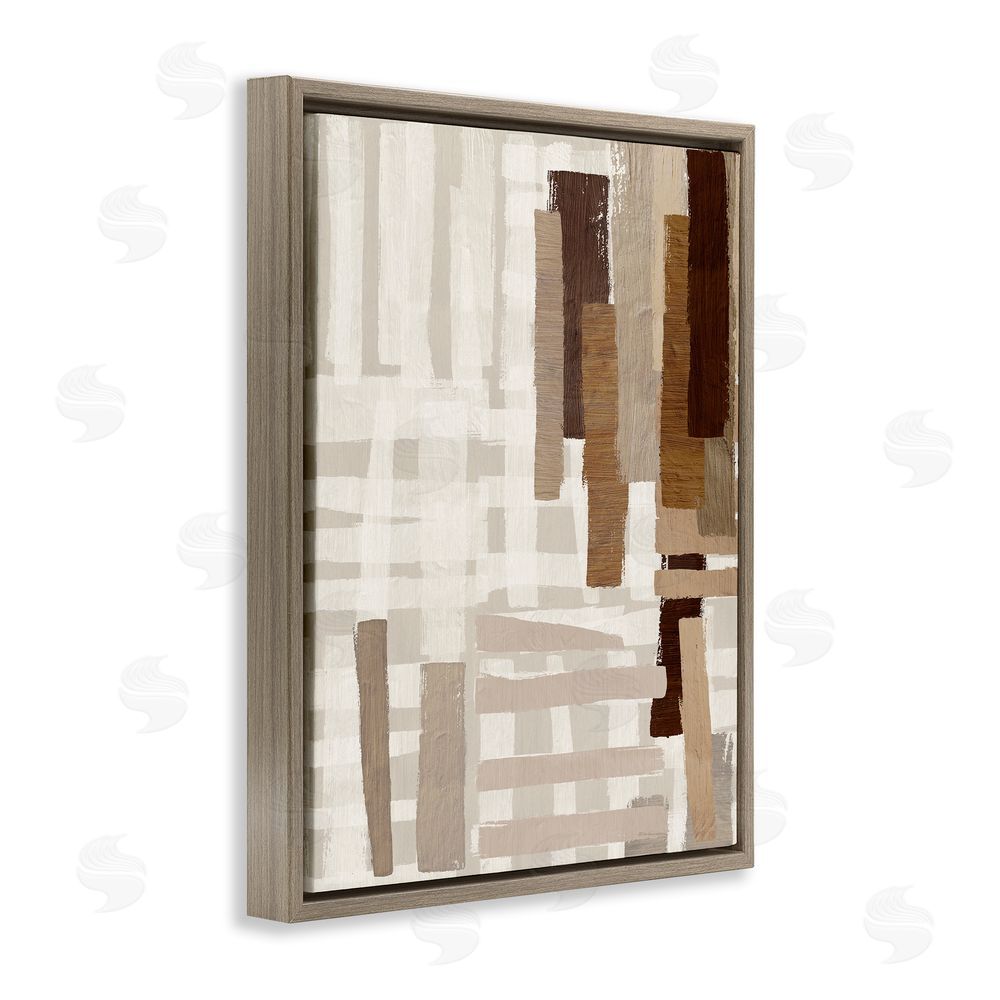 Amber Sterling Rustic Hatched Pattern Brown Floating Frame Canvas Wall Art Print