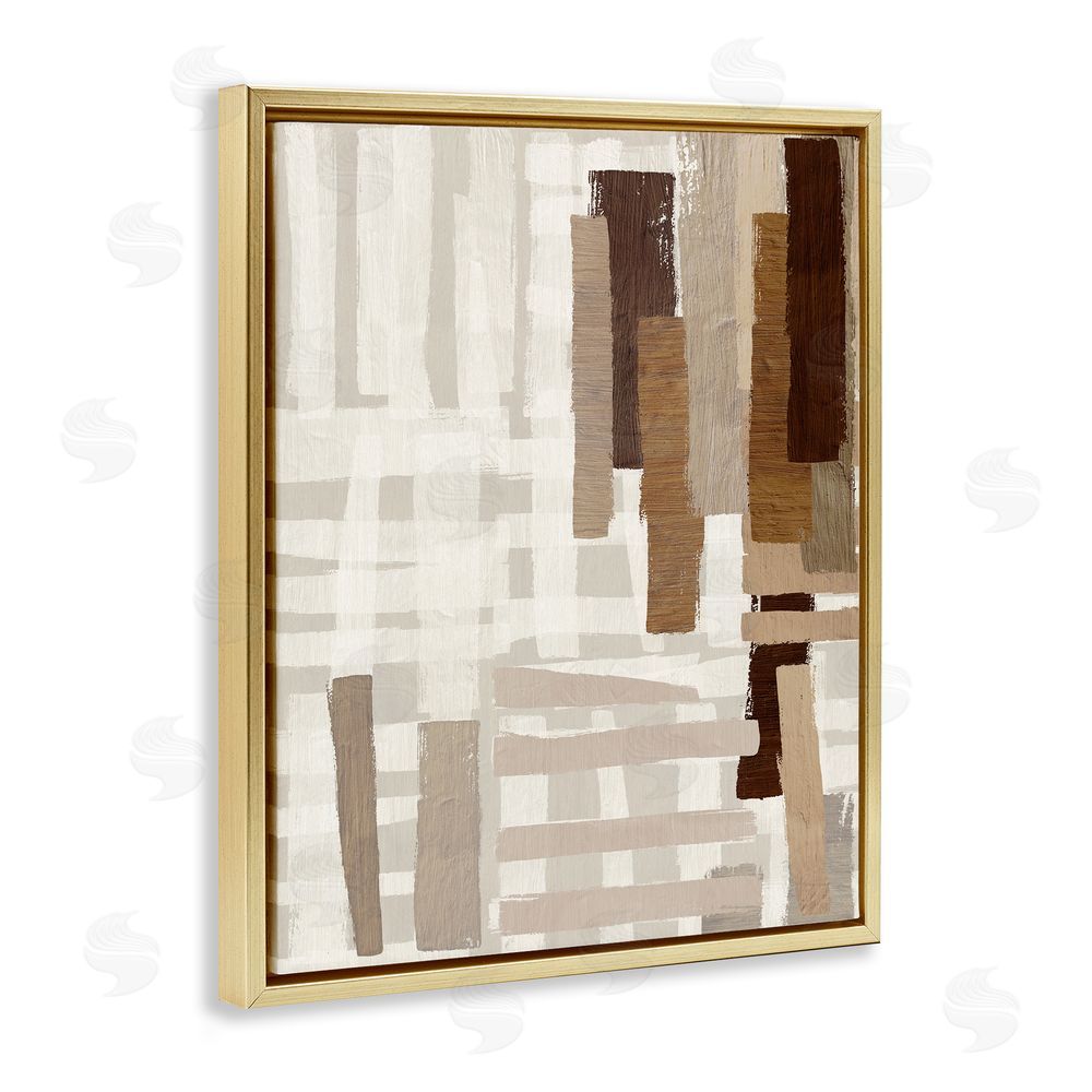 Amber Sterling Rustic Hatched Pattern Gold Floating Frame Canvas Wall Art Print