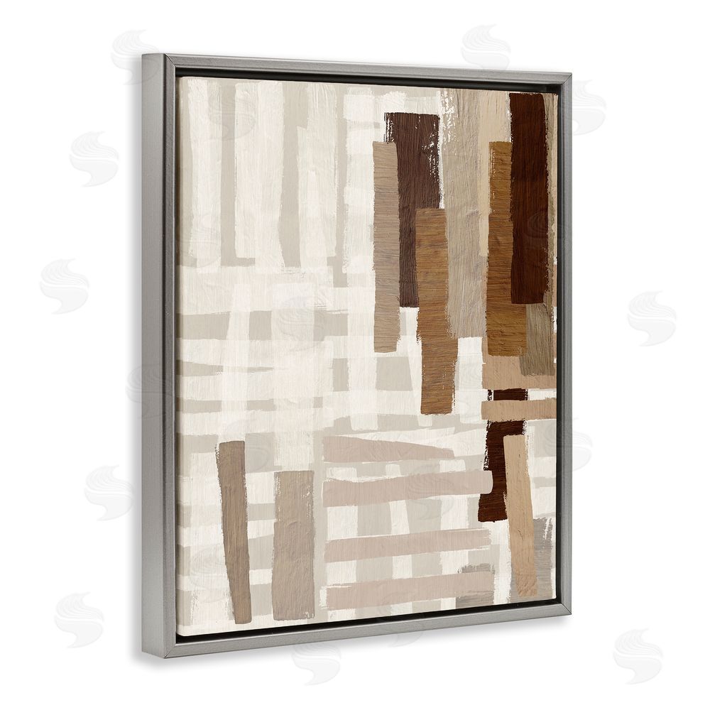 Amber Sterling Rustic Hatched Pattern Grey Floating Frame Canvas Wall Art Print