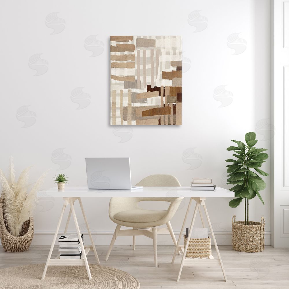 Amber Sterling Natural Hatched Hues Canvas Wall Art Print in Room