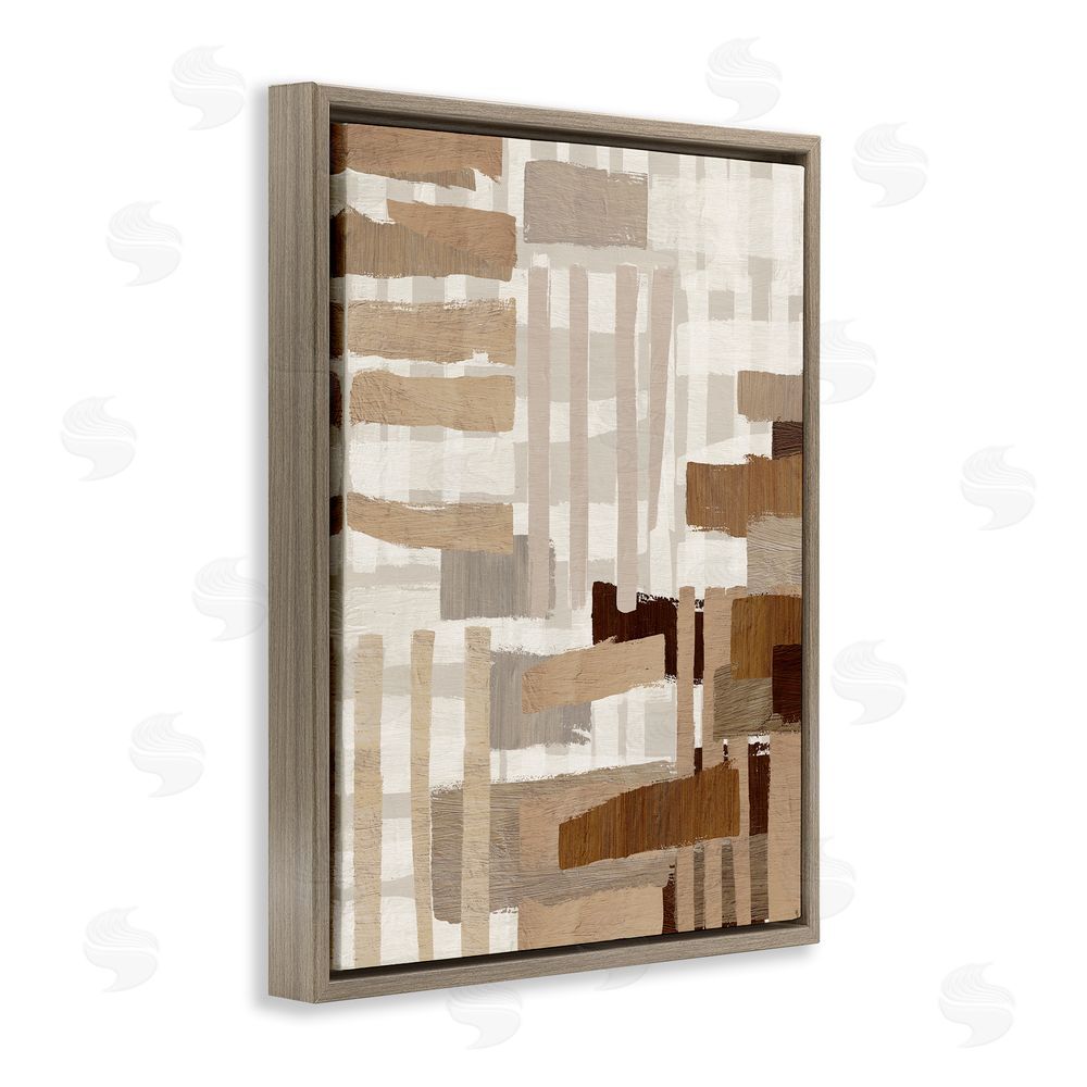 Amber Sterling Natural Hatched Hues Brown Floating Frame Canvas Wall Art Print