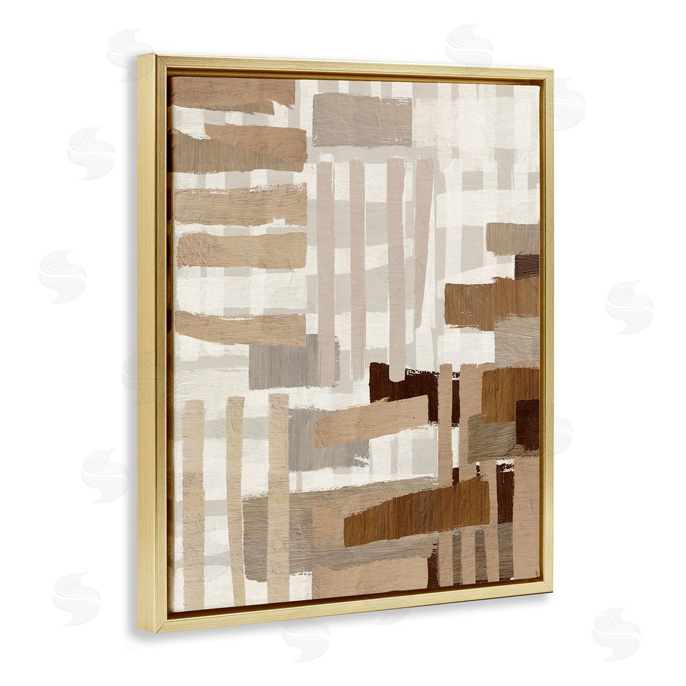Amber Sterling Natural Hatched Hues Gold Floating Frame Canvas Wall Art Print
