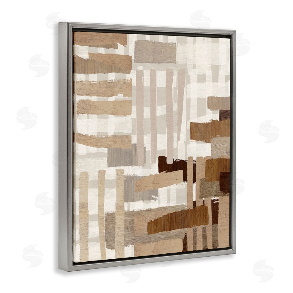 Amber Sterling Natural Hatched Hues Grey Floating Frame Canvas Wall Art Print