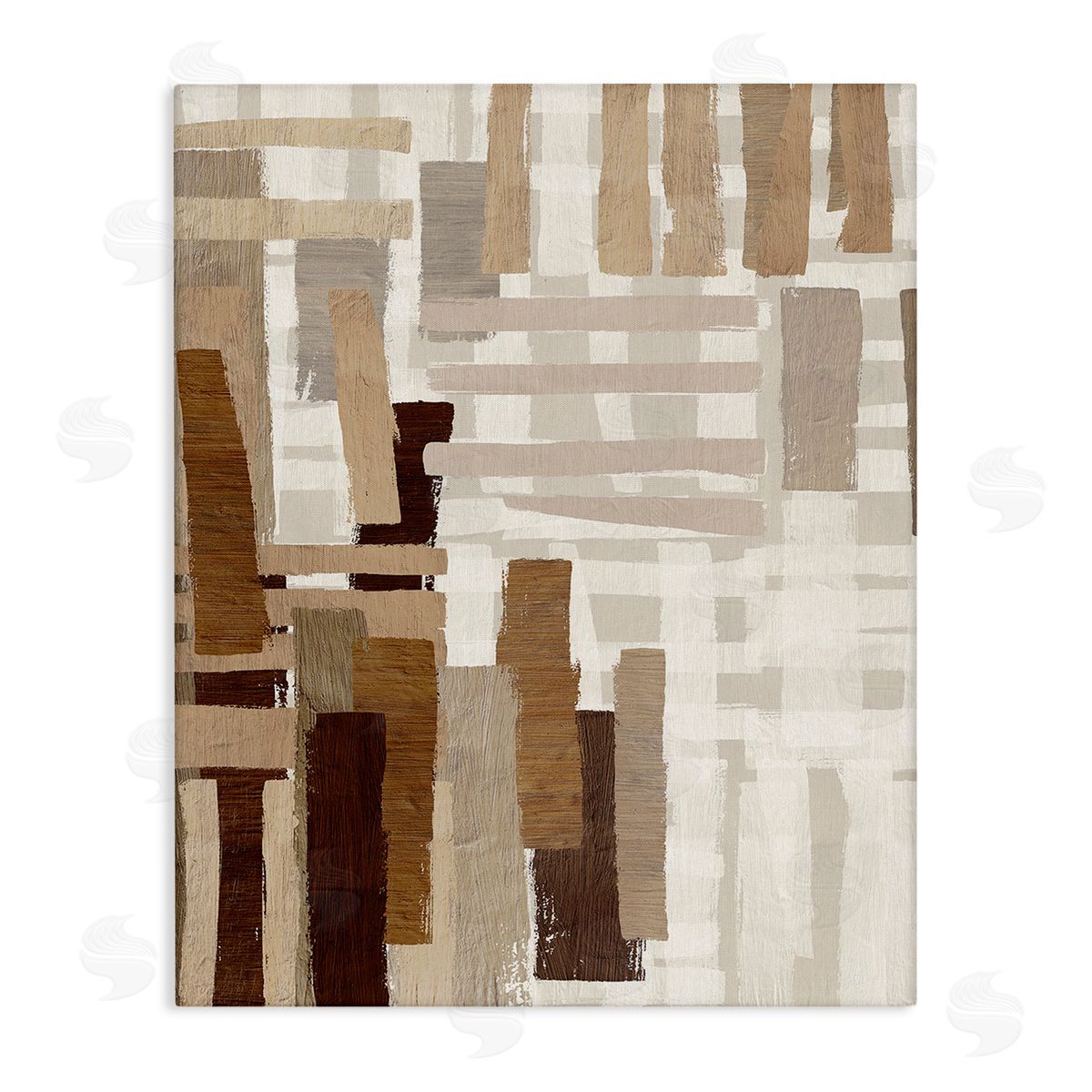 Amber Sterling Brown Crosshatched Pattern Stretched Canvas Wall Art Print