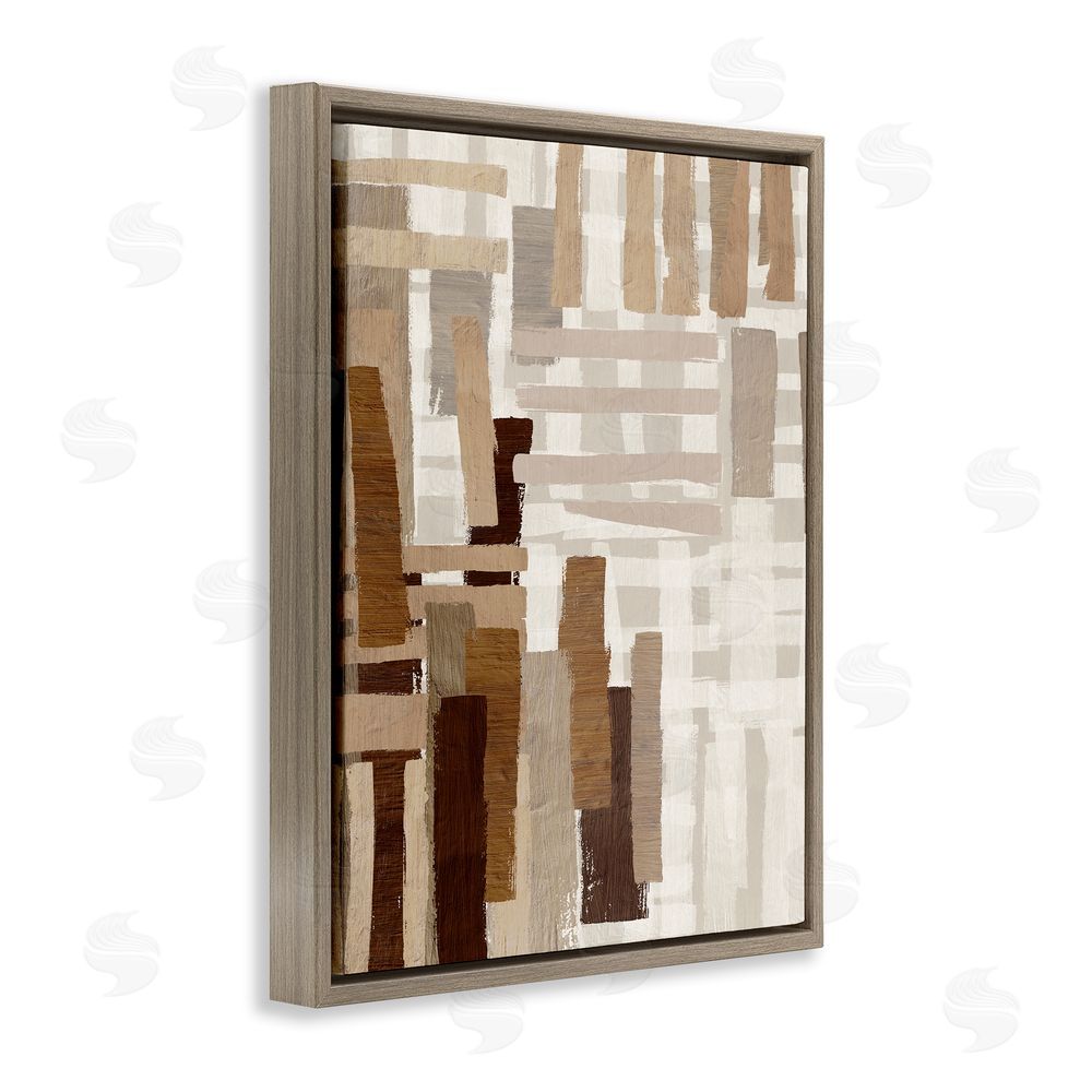 Amber Sterling Brown Crosshatched Pattern Brown Floating Frame Canvas Wall Art Print
