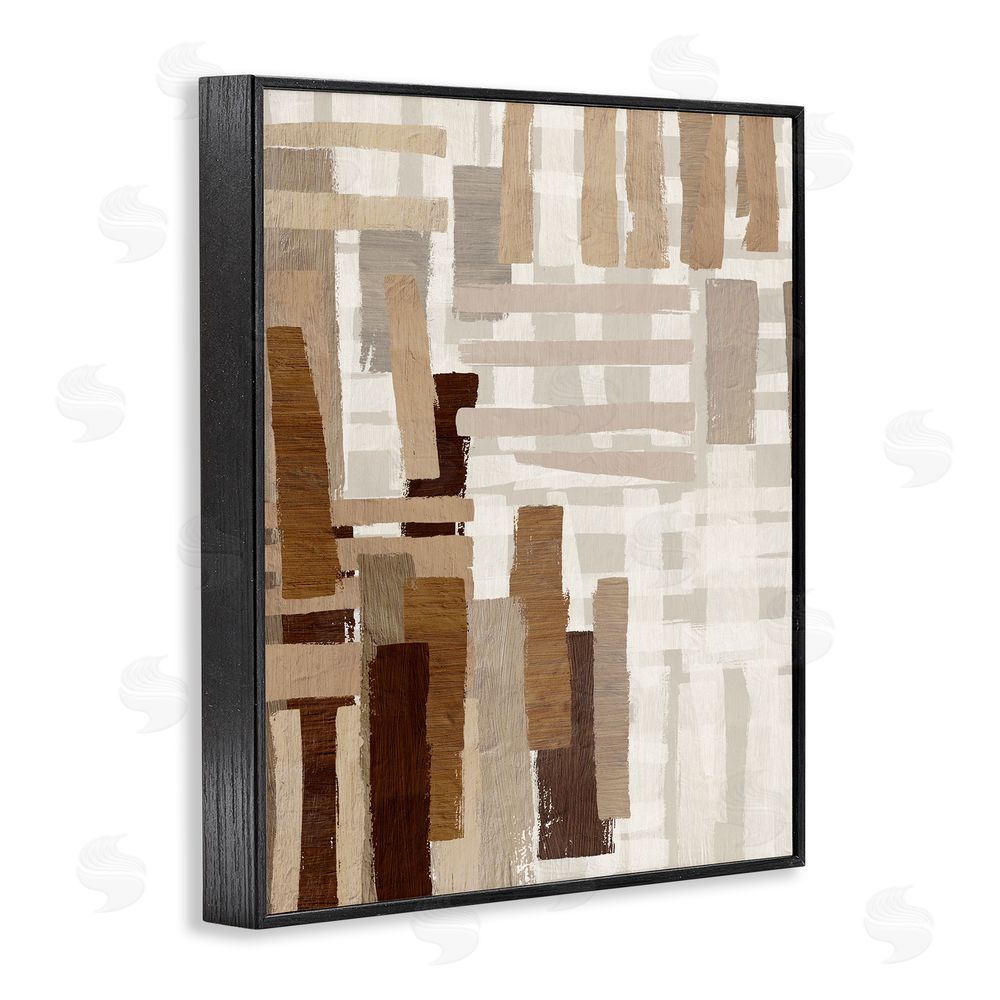 Amber Sterling Brown Crosshatched Pattern Black Framed Giclee Wall Art Print