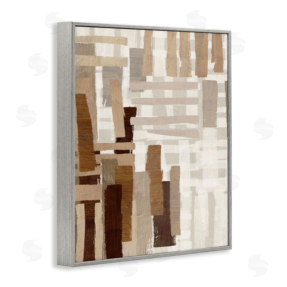 Amber Sterling Brown Crosshatched Pattern Gray Framed Giclee Wall Art Print