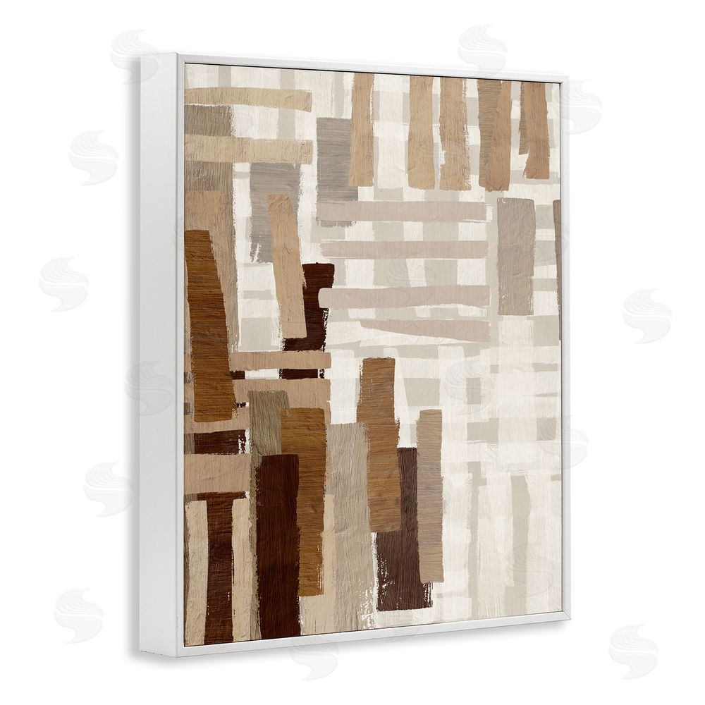Amber Sterling Brown Crosshatched Pattern White Framed Giclee Wall Art Print