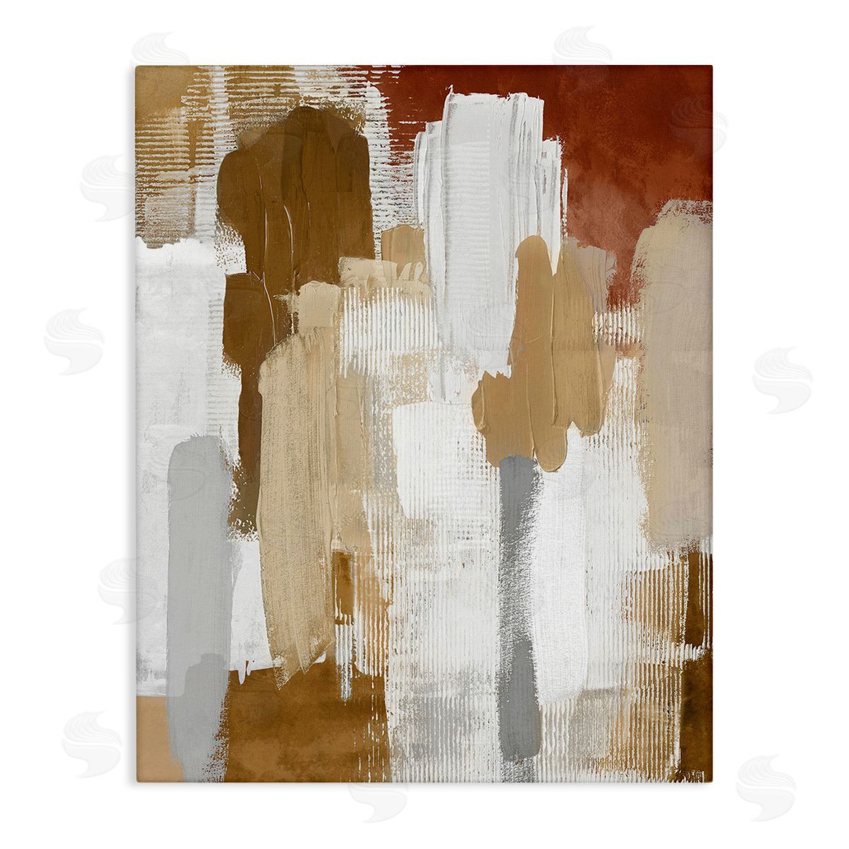 Amber Sterling Natural Hues Brush Strokes Stretched Canvas Wall Art Print