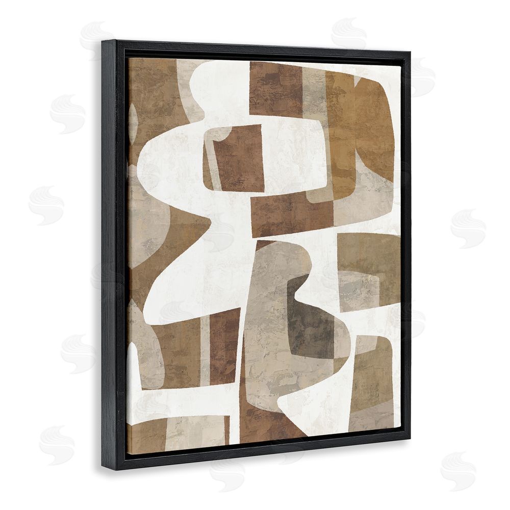 Amber Sterling Wavy Southwestern Shapes Black Floating Frame Canvas Wall Art Print