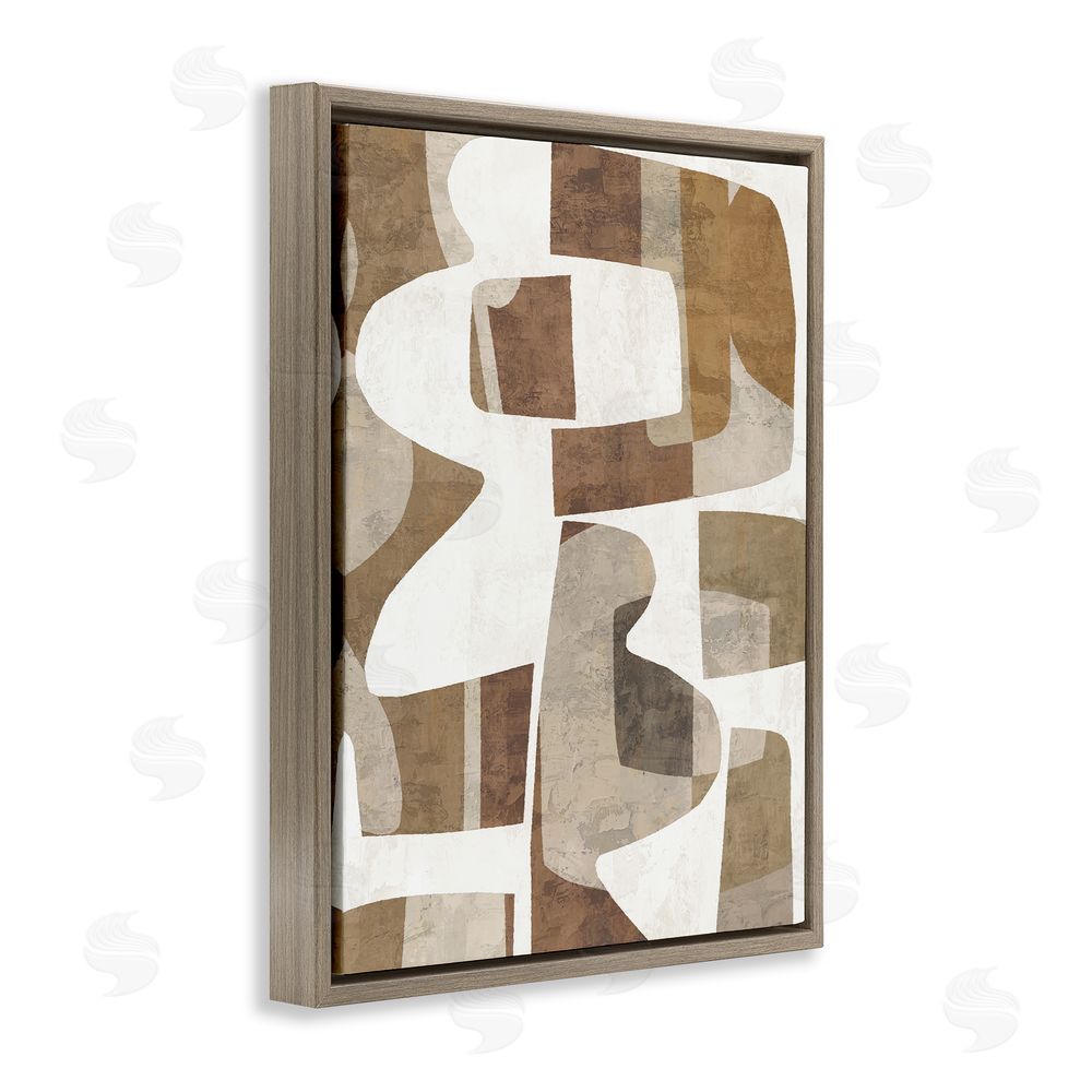 Amber Sterling Wavy Southwestern Shapes Brown Floating Frame Canvas Wall Art Print