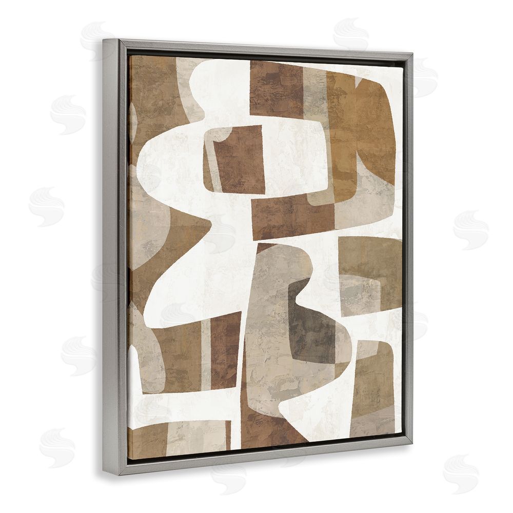 Amber Sterling Wavy Southwestern Shapes Grey Floating Frame Canvas Wall Art Print