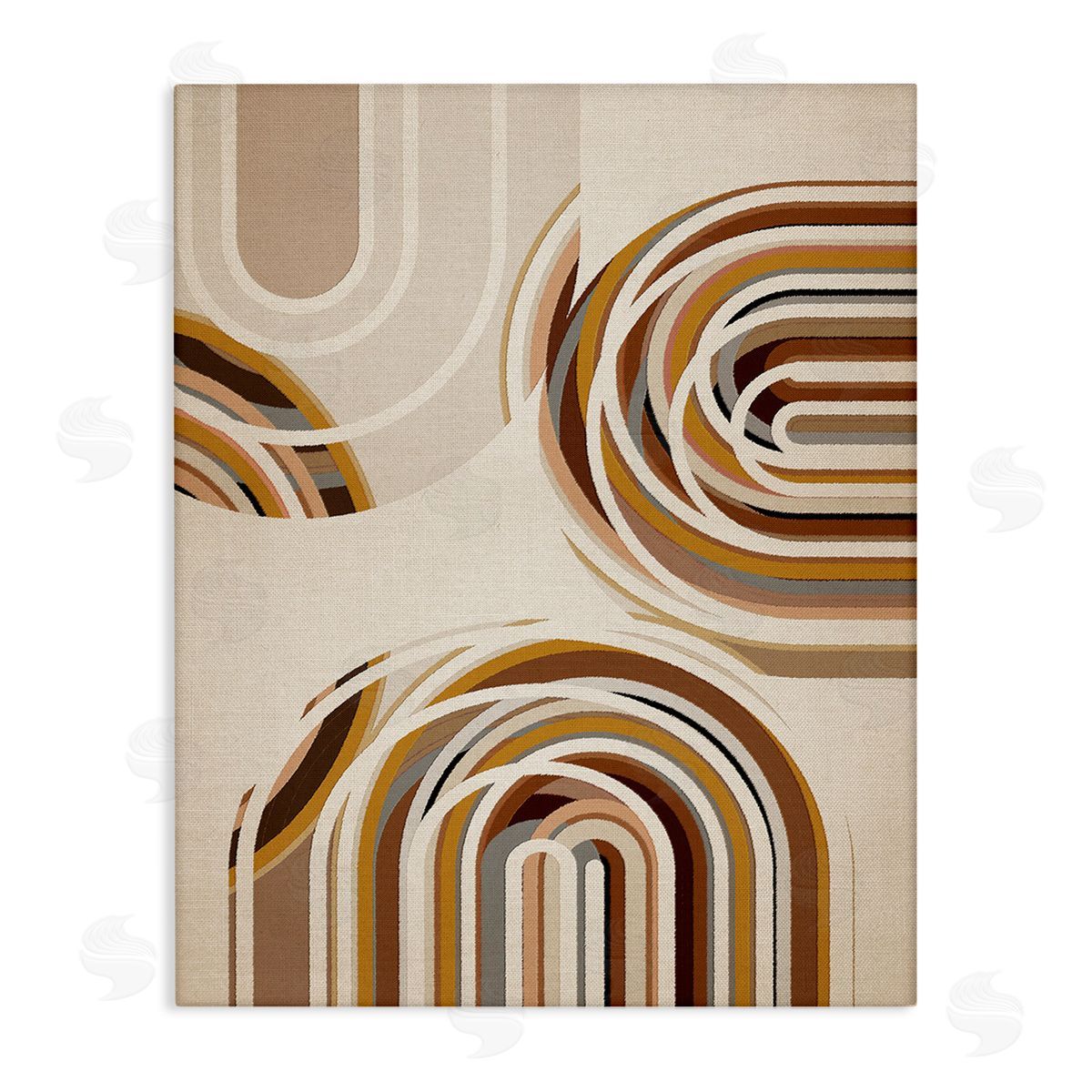 Amber Sterling Neutral Overlapping Arches Stretched Canvas Wall Art Print