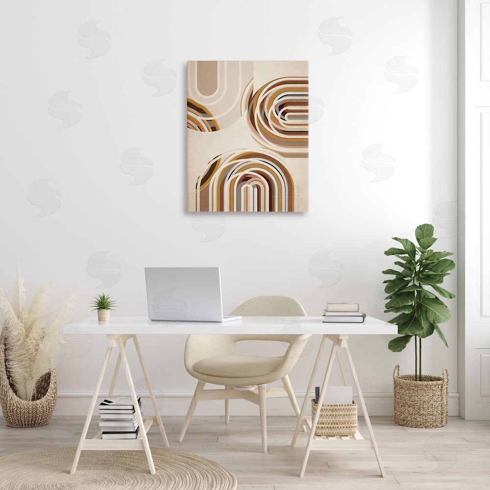 Amber Sterling Neutral Overlapping Arches Canvas Wall Art Print in Room