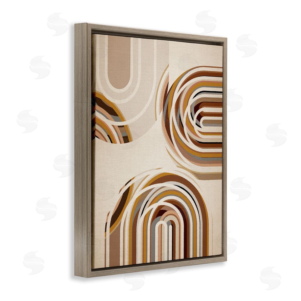 Amber Sterling Neutral Overlapping Arches Brown Floating Frame Canvas Wall Art Print