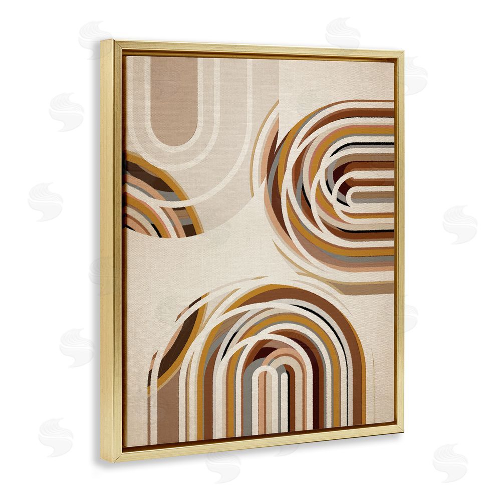 Amber Sterling Neutral Overlapping Arches Gold Floating Frame Canvas Wall Art Print