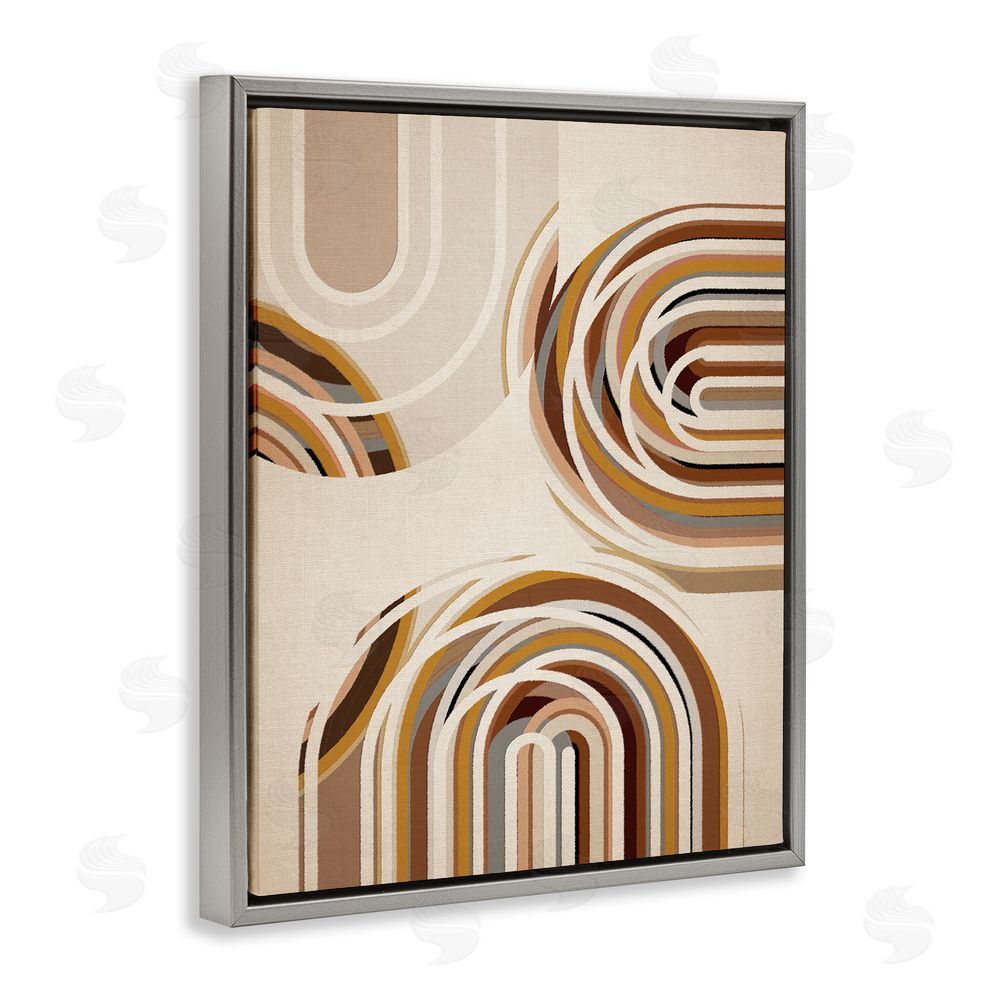 Amber Sterling Neutral Overlapping Arches Grey Floating Frame Canvas Wall Art Print