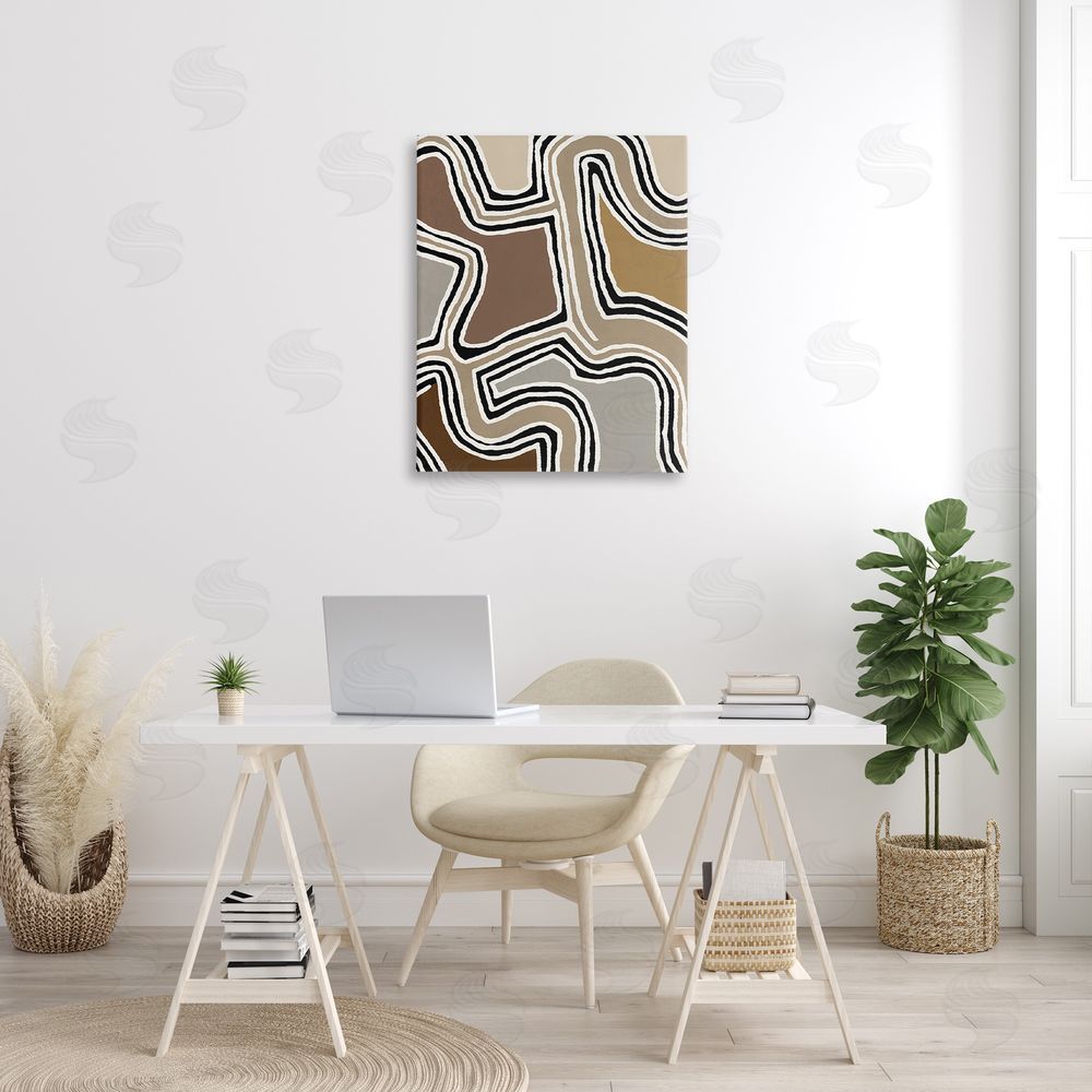 Amber Sterling Fluid Neutral Abstraction Canvas Wall Art Print in Room